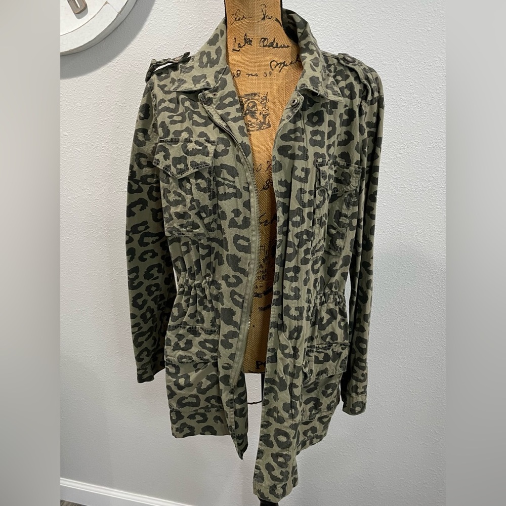 Leopard print military jacket